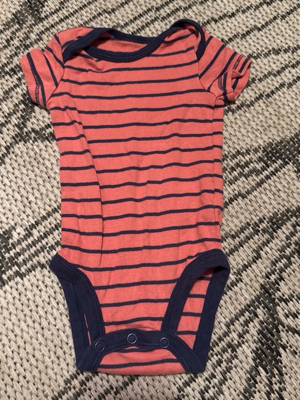 Striped Coral & Navy Baby One-Piece Bodysuit carters size 3 months